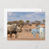 Unicorns Cubby Rhino Rhinoceros Afrika Briefkaart (Voorkant / Achterkant)