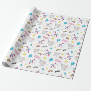 Unicorns en olifanten cadeaupapier