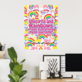 Unicorns en Rainbows het Poster! Poster (Thuiskantoor)