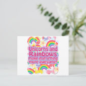 Unicorns en regenbogen briefkaart (Staand voorkant)