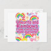 Unicorns en regenbogen briefkaart (Voorkant / Achterkant)