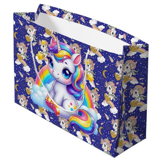 Unicorns en regenbogen groot cadeauzakje (Achterkant Gekanteld)
