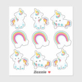 Unicorns en regenbogen sticker (Vel)