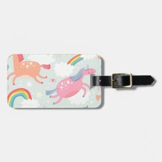 Unicorns en regenboog bagagelabel