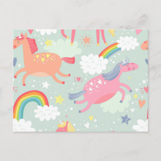 Unicorns en regenboog briefkaart