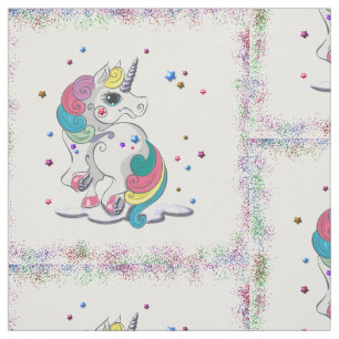 Unicorns en regenbooglitter stof