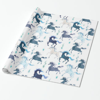 Unicorns glanzend verpakkingspapier cadeaupapier