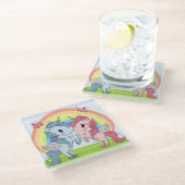 Unicorns Glazen Onderzetter (Schuin)