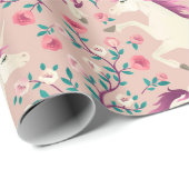 Unicorns in het roze bos cadeaupapier (Rol Hoek)