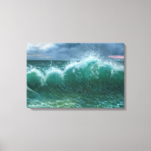 Unicorns in The Waves Canvas Afdruk