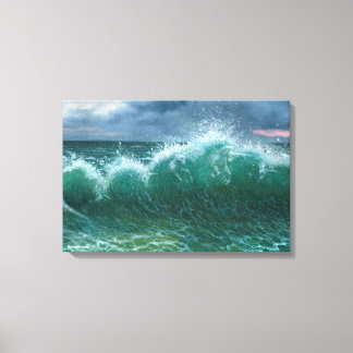 Unicorns in The Waves Canvas Afdruk