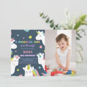 Unicorns Invitations d'anniversaire avec photo (Debout devant)