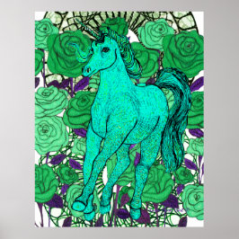 Unicorns Love Roses Poster