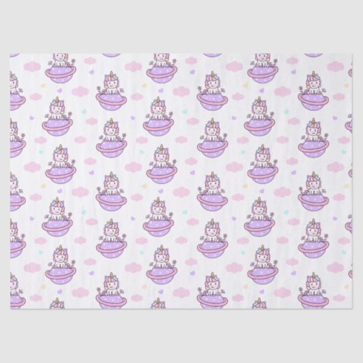  Unicorns on Planets Magical Space Pattern  Tissuepapier (Voorkant)