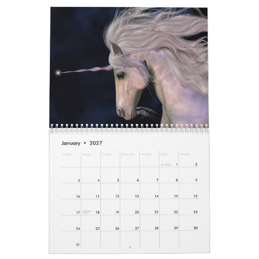 Unicorns & Pegasus Agenda Kalender (Jan 2027)