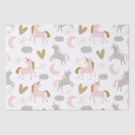 Unicorns Pink Gray Magical Cute Girly Boho Pattern Tissuepapier