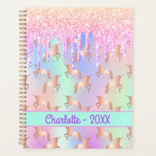 Unicorns rose gouttes nom holographique (Devant)