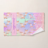 Unicorns rose pourpre gouttes nom fille (Serviette à main)