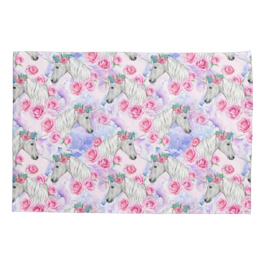 Unicorns & Rozen Patroon Kussensloop (Achterkant-Links)