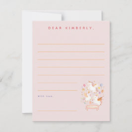 Unicorns Trampoline Verjaardagsfeest Opmerking of  Notitiekaartje