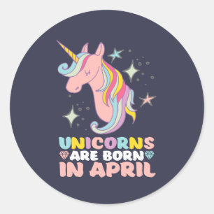 Unicorns worden geboren in april jongstleden, meis ronde sticker