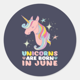 Unicorns worden geboren in juni jongstleden meisje ronde sticker