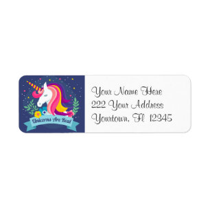 Unicorns zijn echte kleurrijke Adress-labels Etiket