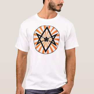 Unicursal Hexagram Oranje Sunburst T-shirt