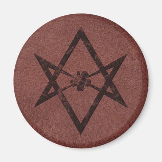 Unicursal Hexagram Thelemic Symbool op rood leer Magneet (Voorkant)