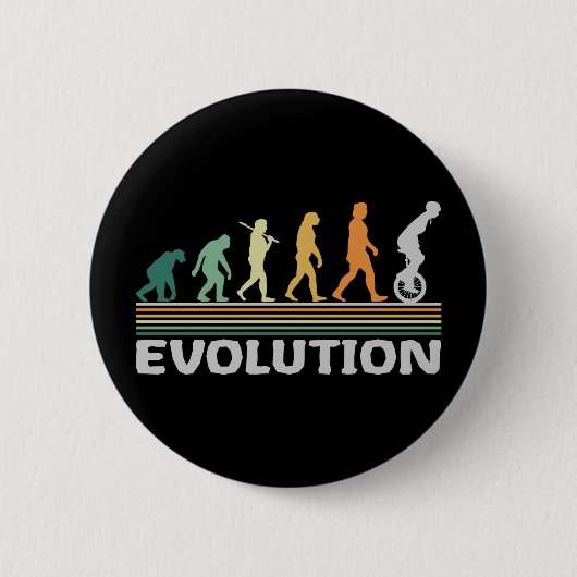 Unicycle Circus Artist Evolution Retro Funny Ronde Button 5,7 Cm (Voorkant)