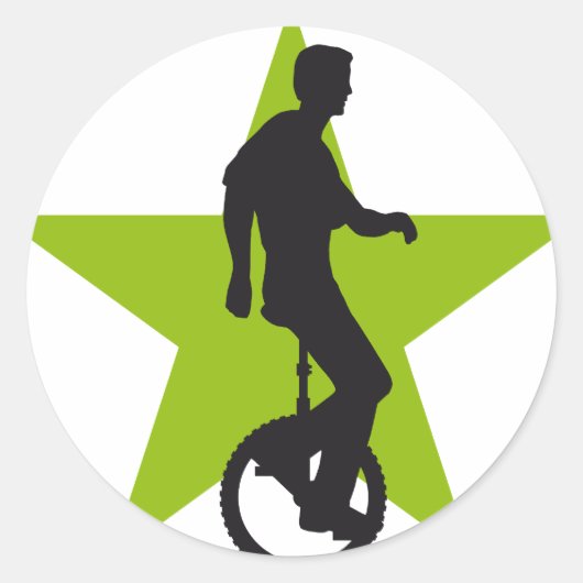 unicycle ronde sticker (Voorkant)