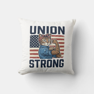 Unie Sterke Kat Werknemer Patriottische Vintage T- Kussen
