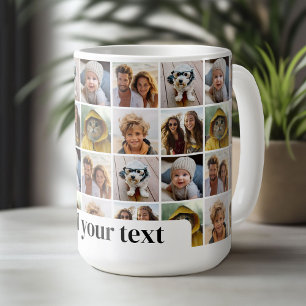 Uniek 6 Photo Collage Patroon met tekstblok Koffiemok