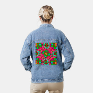 Uniek Abstract bloemenpatroon Denim Jacket