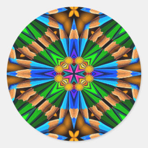 Uniek Abstract bloemenpatroon Ronde Sticker