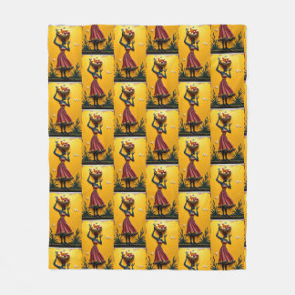 Uniek Afrikaans kunstwerk, huisdecoratie voor deke Fleece Deken