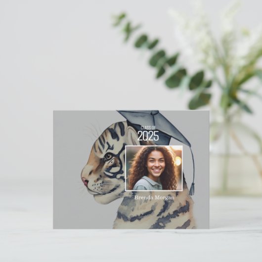 Uniek Afstuderen Invitation Briefkaart met QR-code (Staand voorkant)