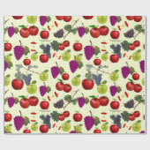 Uniek Apple & Druiven Levendig Patroon Cadeaupapier (Vlak)