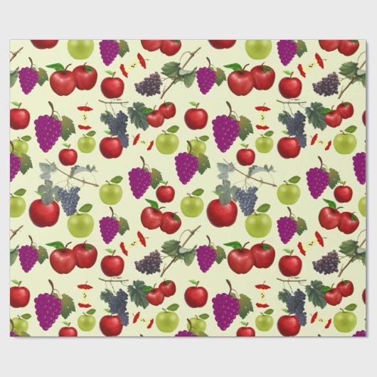 Uniek Apple & Druiven Levendig Patroon Cadeaupapier (Vlak)