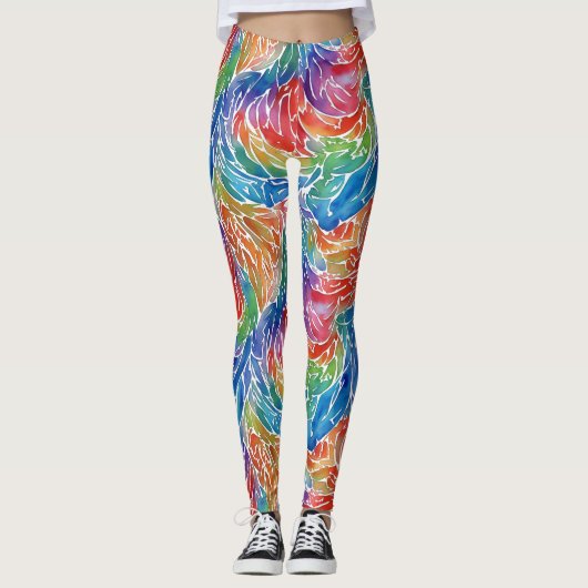 Uniek Artsy Rainbow Waterverf Pride Pattern Leggings (Voorkant)