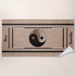 Uniek Bamboe Yin-Yang Symbool Khaki  Strandlaken