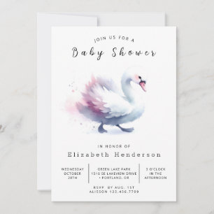Uniek bewerkbaar Swan-Baby shower Kaart