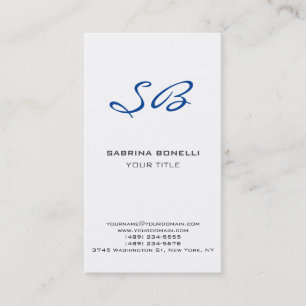 Uniek blauw Monogram wit Visitekaartje