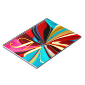 Uniek Blauw Rood Goud Monogram Vloeibaar Abstract Notitieboek (Linkerzijde)