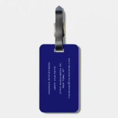 Uniek Blauw Wit Script Monogram Bagagelabel (Achterkant verticaal)
