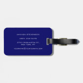 Uniek Blauw Wit Script Monogram Bagagelabel (Achterkant horizontaal)