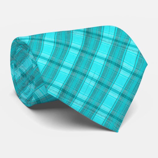 Uniek Blauwgroen blauw Aqua Turquoise Plaid Patter Stropdas (Opgerold)