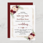 Uniek Bourgondië Marsala bloemschrift handgeschrev Kaart (Voorkant / Achterkant)