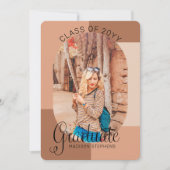 Uniek Classy Retro Curved Photo Afstuderen Aankondiging (Voorkant)