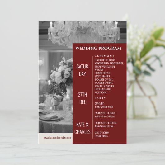 Uniek Custom Magazine Stijl Huwelijksprogramma Kaart (Staand voorkant)